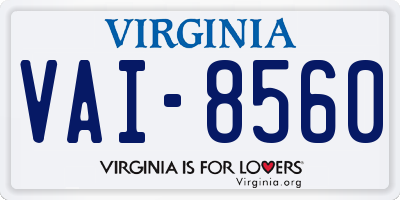 VA license plate VAI8560