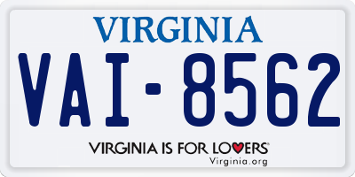 VA license plate VAI8562