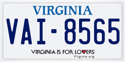 VA license plate VAI8565