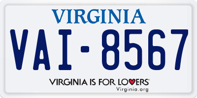 VA license plate VAI8567