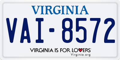 VA license plate VAI8572