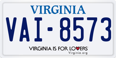 VA license plate VAI8573