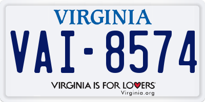 VA license plate VAI8574