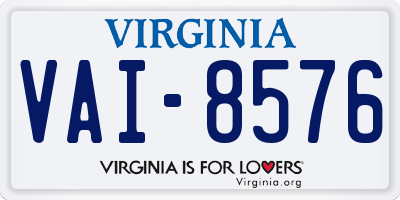 VA license plate VAI8576