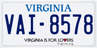 VA license plate VAI8578