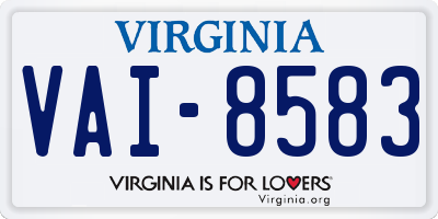 VA license plate VAI8583