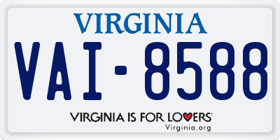 VA license plate VAI8588