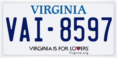 VA license plate VAI8597