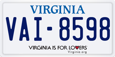 VA license plate VAI8598