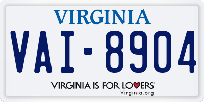 VA license plate VAI8904