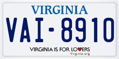 VA license plate VAI8910