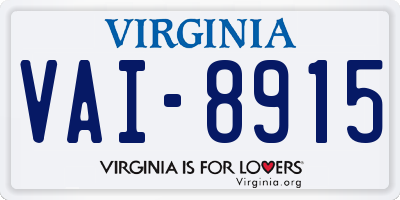VA license plate VAI8915