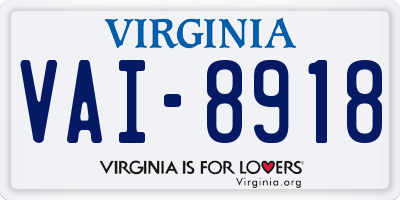 VA license plate VAI8918