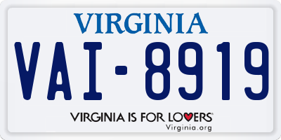 VA license plate VAI8919