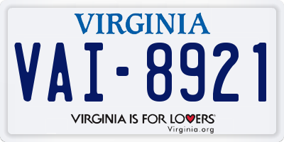 VA license plate VAI8921