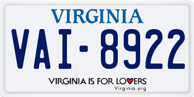 VA license plate VAI8922