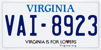 VA license plate VAI8923