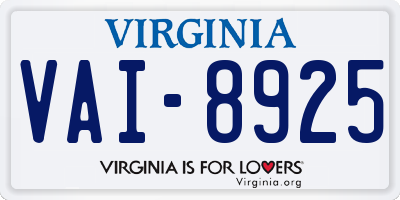 VA license plate VAI8925