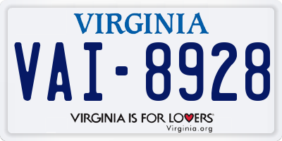 VA license plate VAI8928