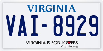 VA license plate VAI8929