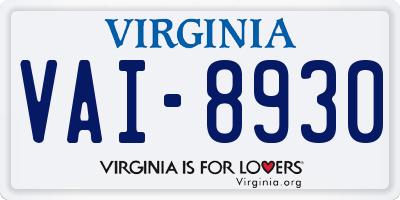 VA license plate VAI8930
