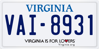 VA license plate VAI8931
