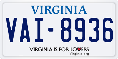 VA license plate VAI8936