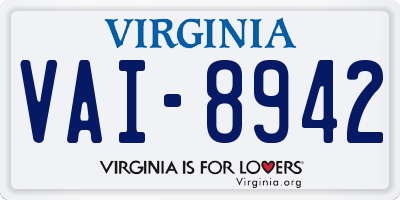 VA license plate VAI8942