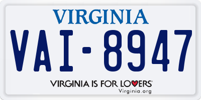 VA license plate VAI8947