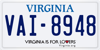 VA license plate VAI8948