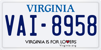 VA license plate VAI8958