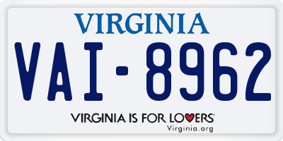 VA license plate VAI8962