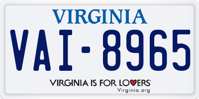 VA license plate VAI8965