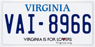 VA license plate VAI8966