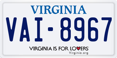VA license plate VAI8967