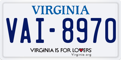 VA license plate VAI8970