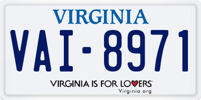 VA license plate VAI8971