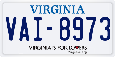 VA license plate VAI8973