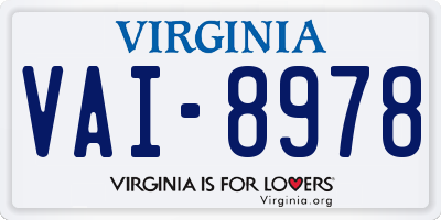 VA license plate VAI8978