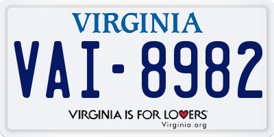 VA license plate VAI8982