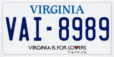 VA license plate VAI8989
