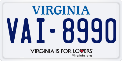VA license plate VAI8990