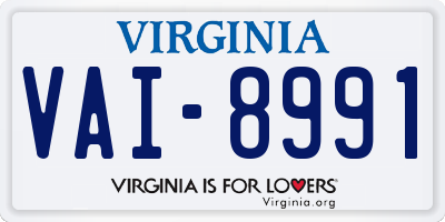 VA license plate VAI8991