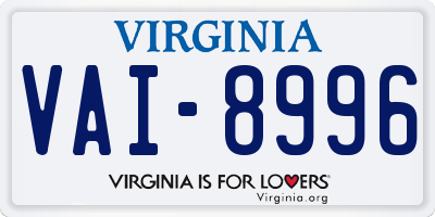VA license plate VAI8996