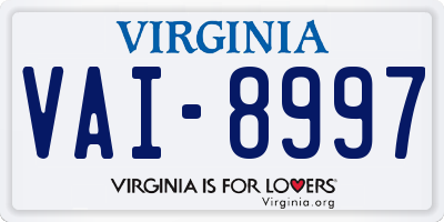 VA license plate VAI8997