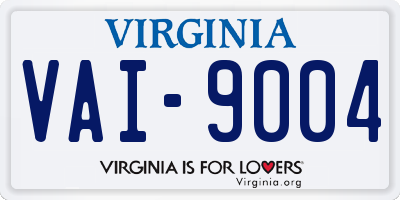 VA license plate VAI9004