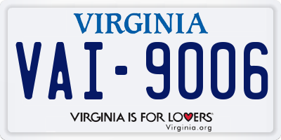 VA license plate VAI9006