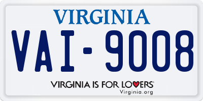 VA license plate VAI9008