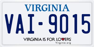VA license plate VAI9015