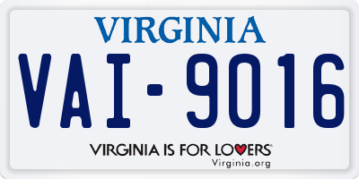 VA license plate VAI9016